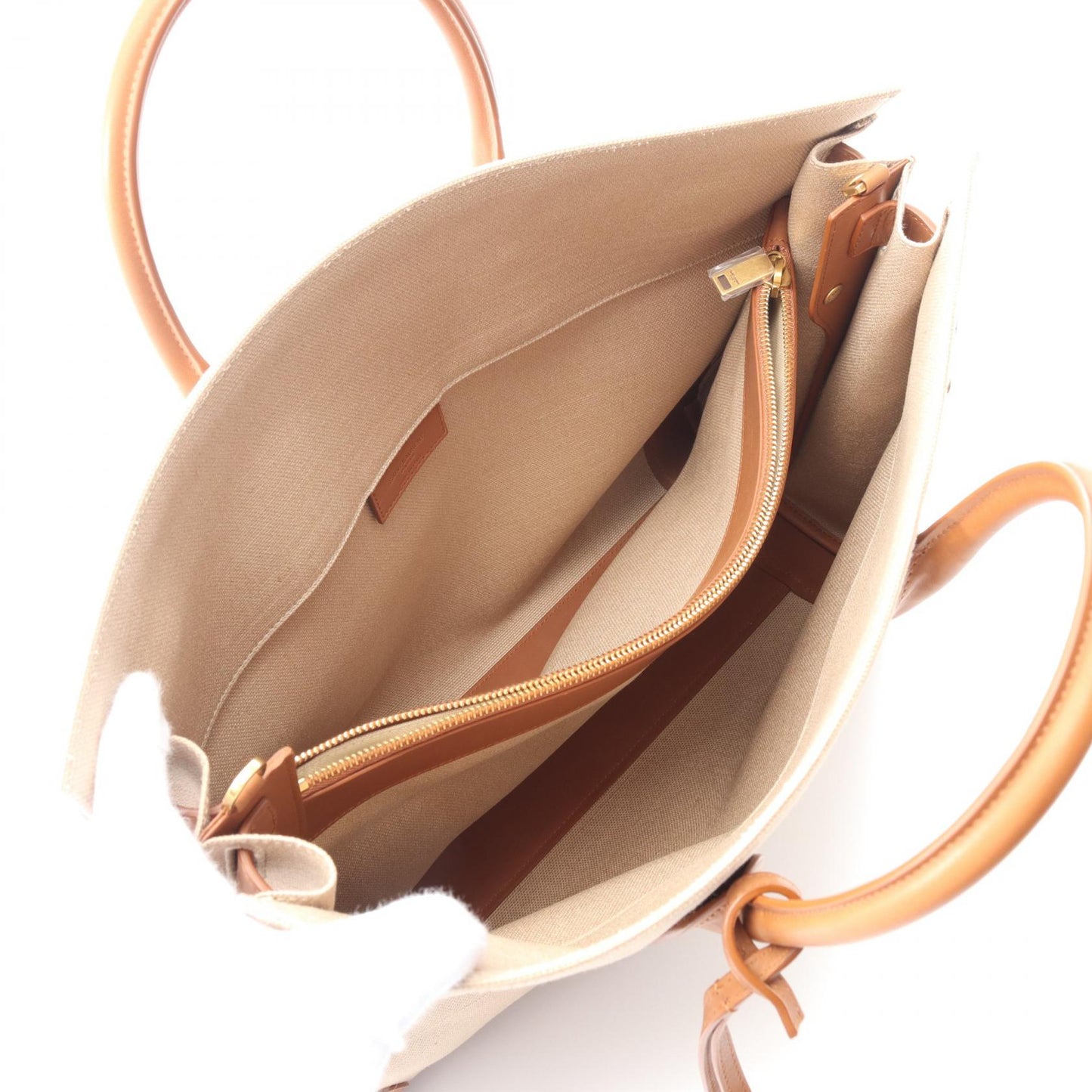 Saint Laurent Sac de Jour Thin Large Canvas Leather Tote Bag