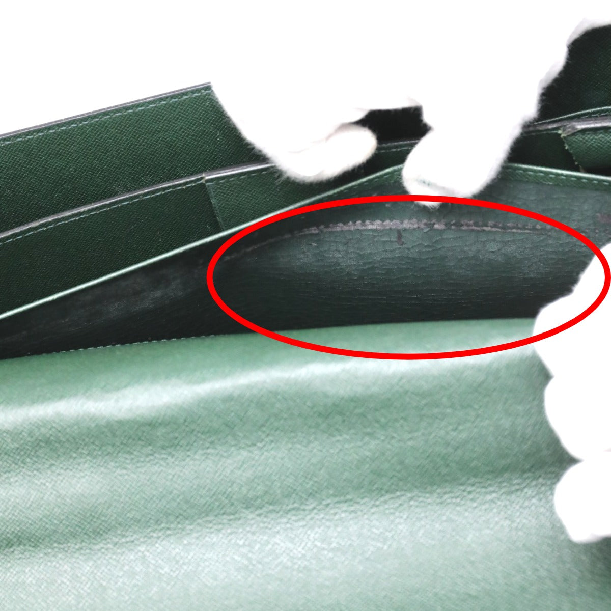 LOUIS VUITTON Business bag M30034 leather green Documents bag Epithea Taiga Moskova mens