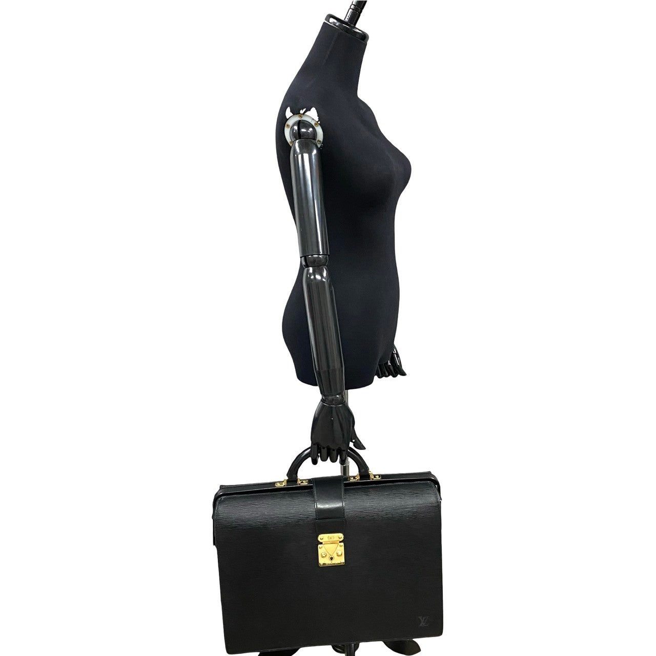 LOUIS VUITTON Business bag Epi Leather black Epi Servette Fermoir mens