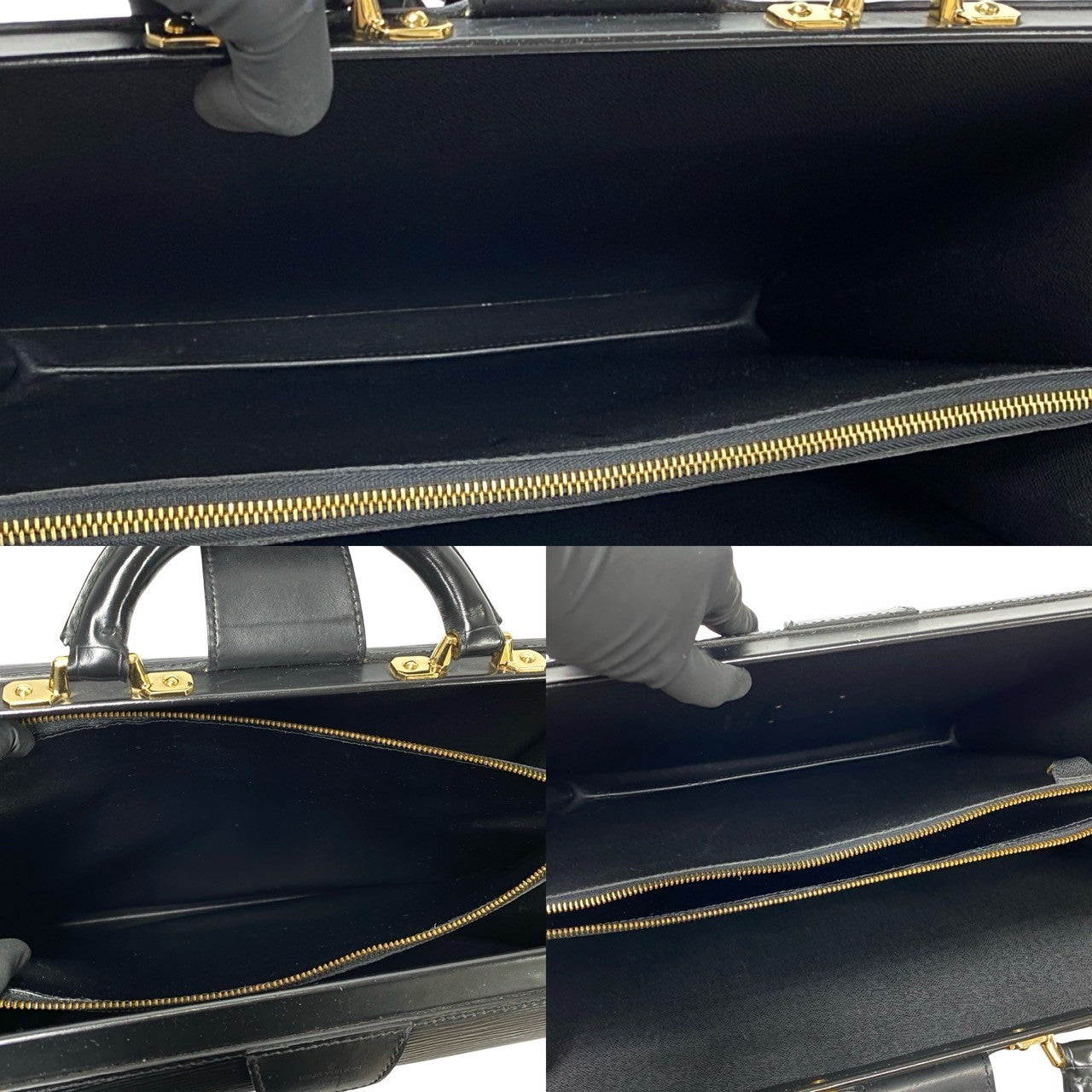 LOUIS VUITTON Business bag Epi Leather black Epi Servette Fermoir mens