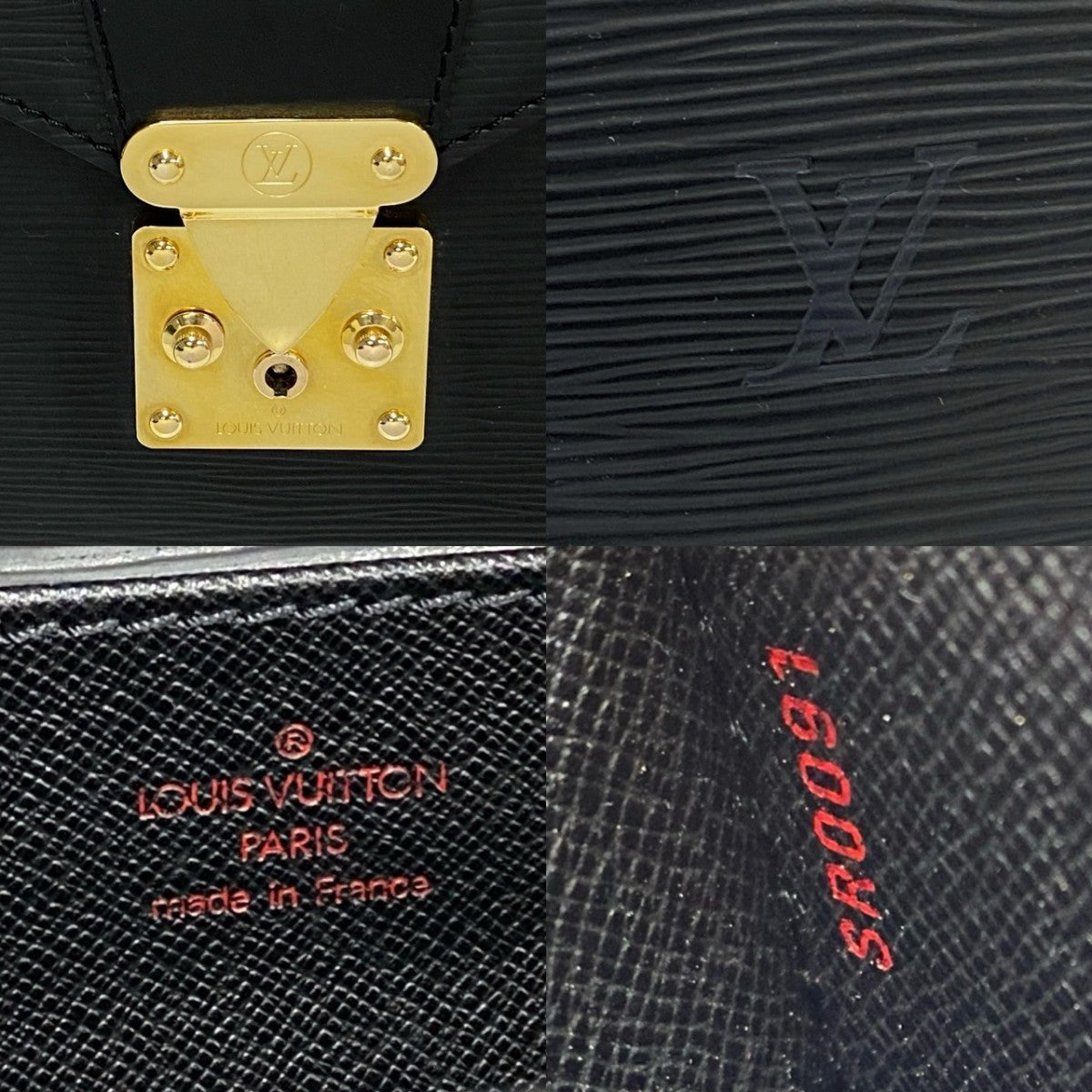 LOUIS VUITTON Business bag leather black Epi Serviette Ambassador mens