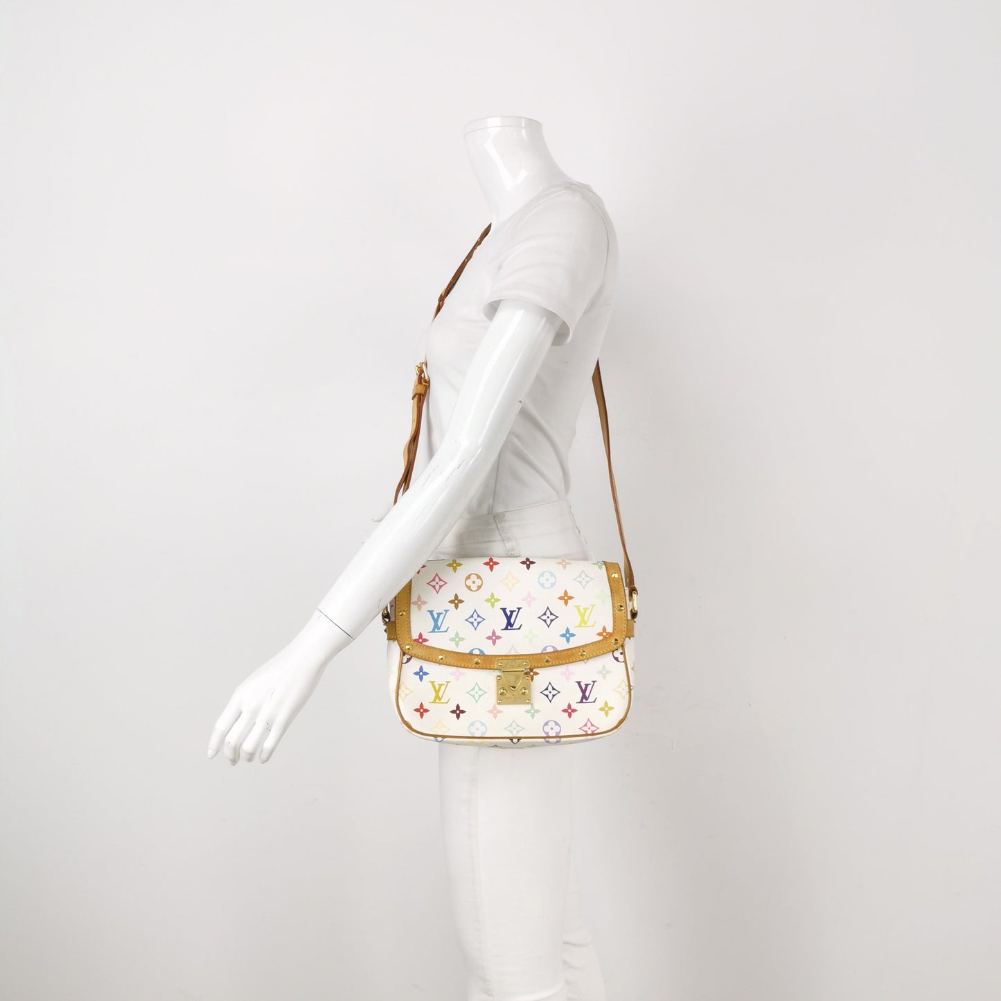Louis Vuitton x Takashi Murakami Sologne Messenger Crossbody Bag White Multicolor