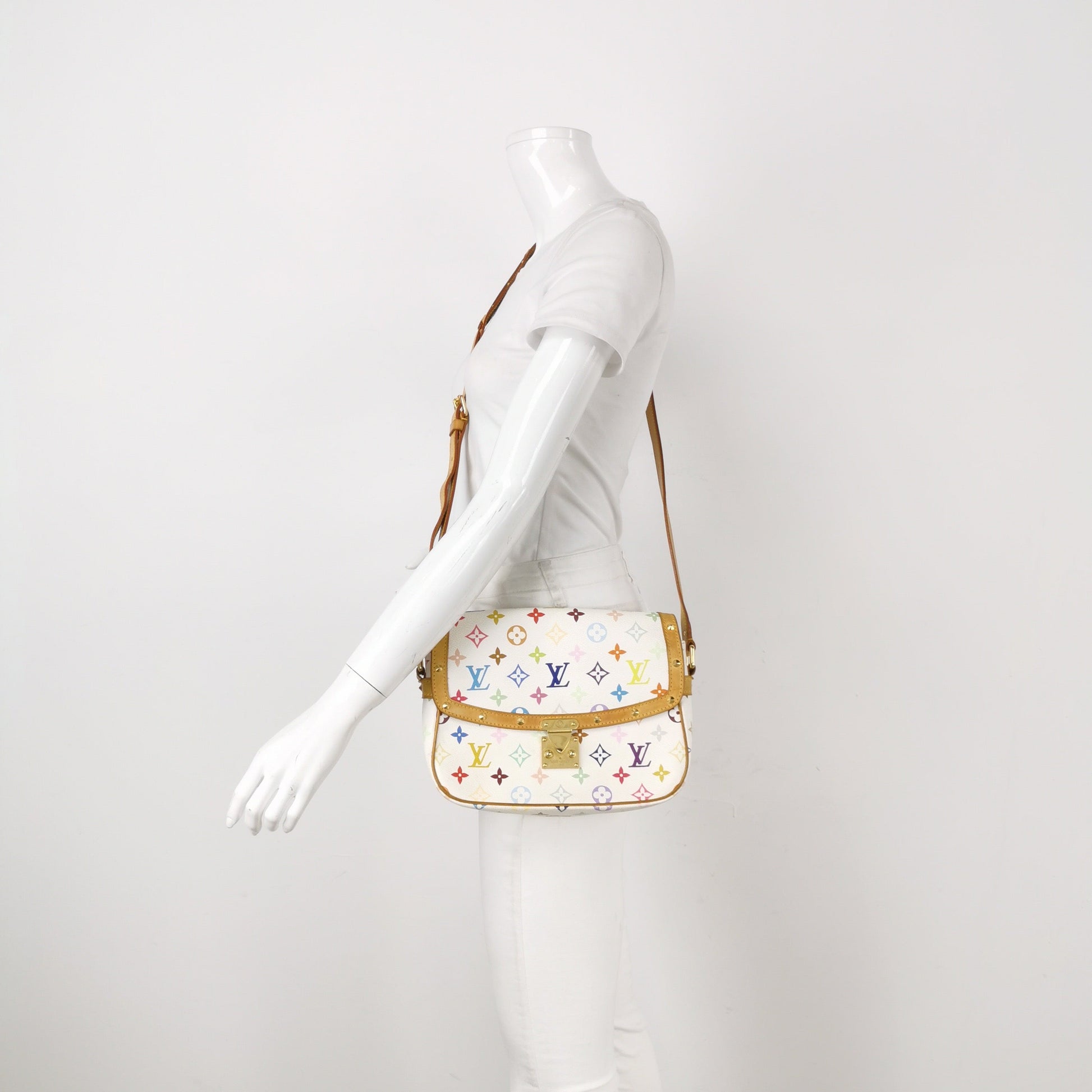 Louis Vuitton x Takashi Murakami Sologne Messenger Crossbody Bag White Multicolor
