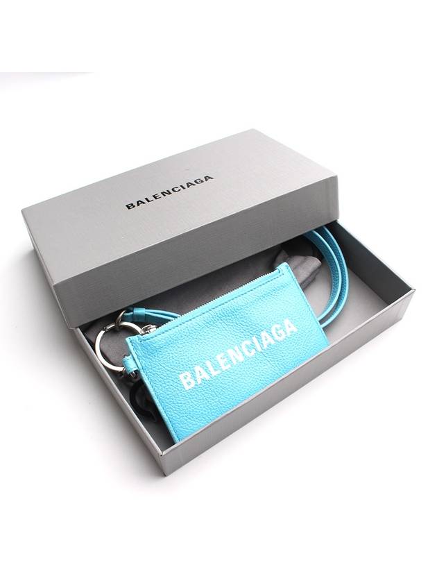Luxury Balenciaga Trending 2025 Light blue card wallet