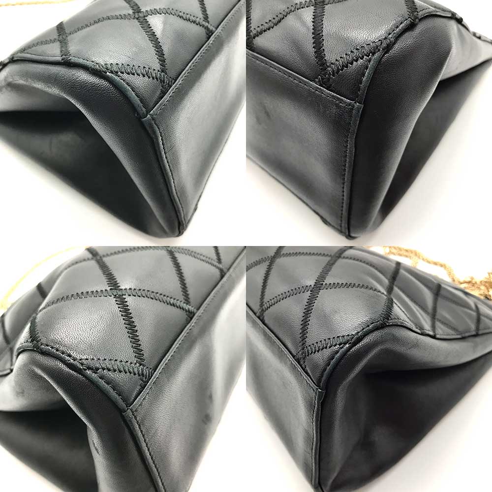 Chanel Leather Bicolore Double Chain Tote Bag Classic Flap