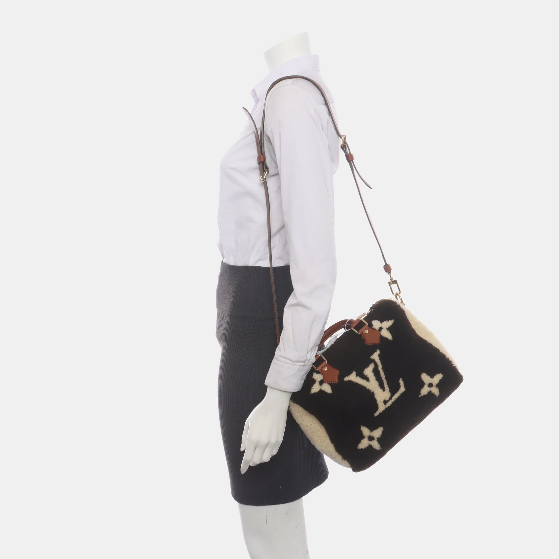 Louis Vuitton Bandouliere 25 Teddy Shearling Giant Monogram Crossbody Bag