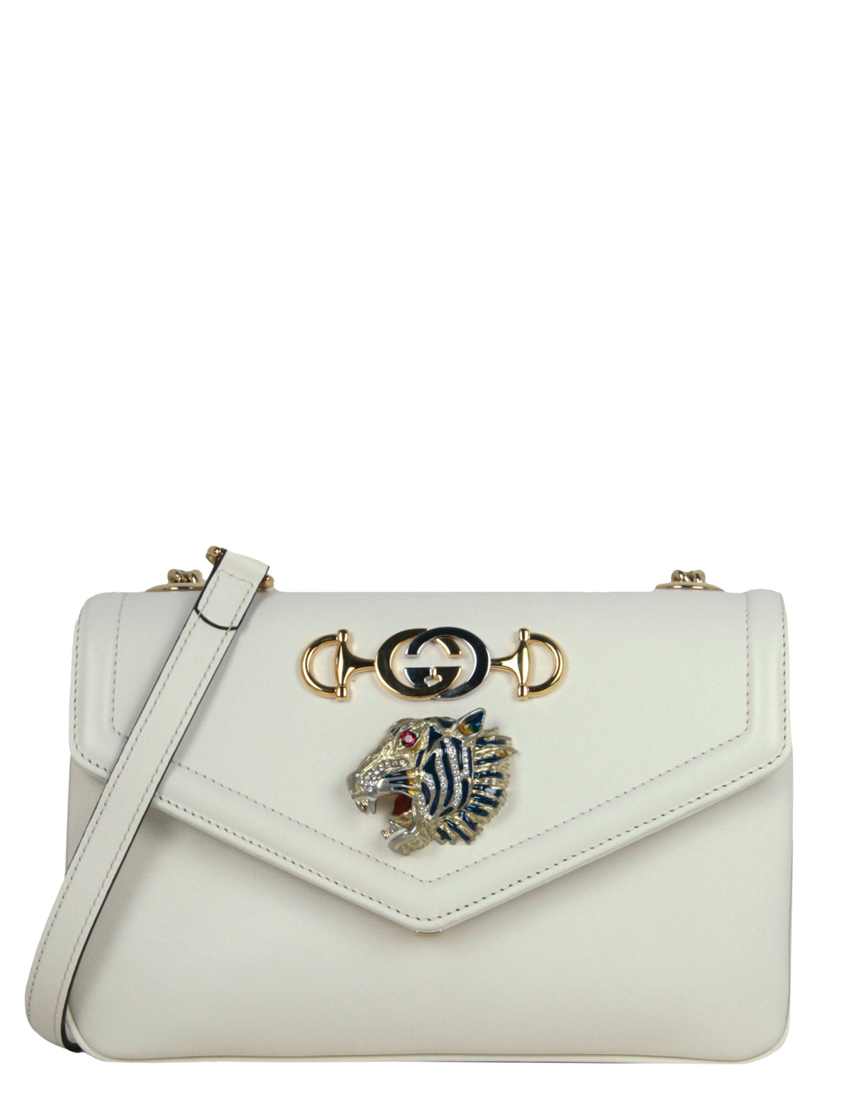 Gucci Ivory Leather Medium Rajah Shoulder/Crossbody Bag