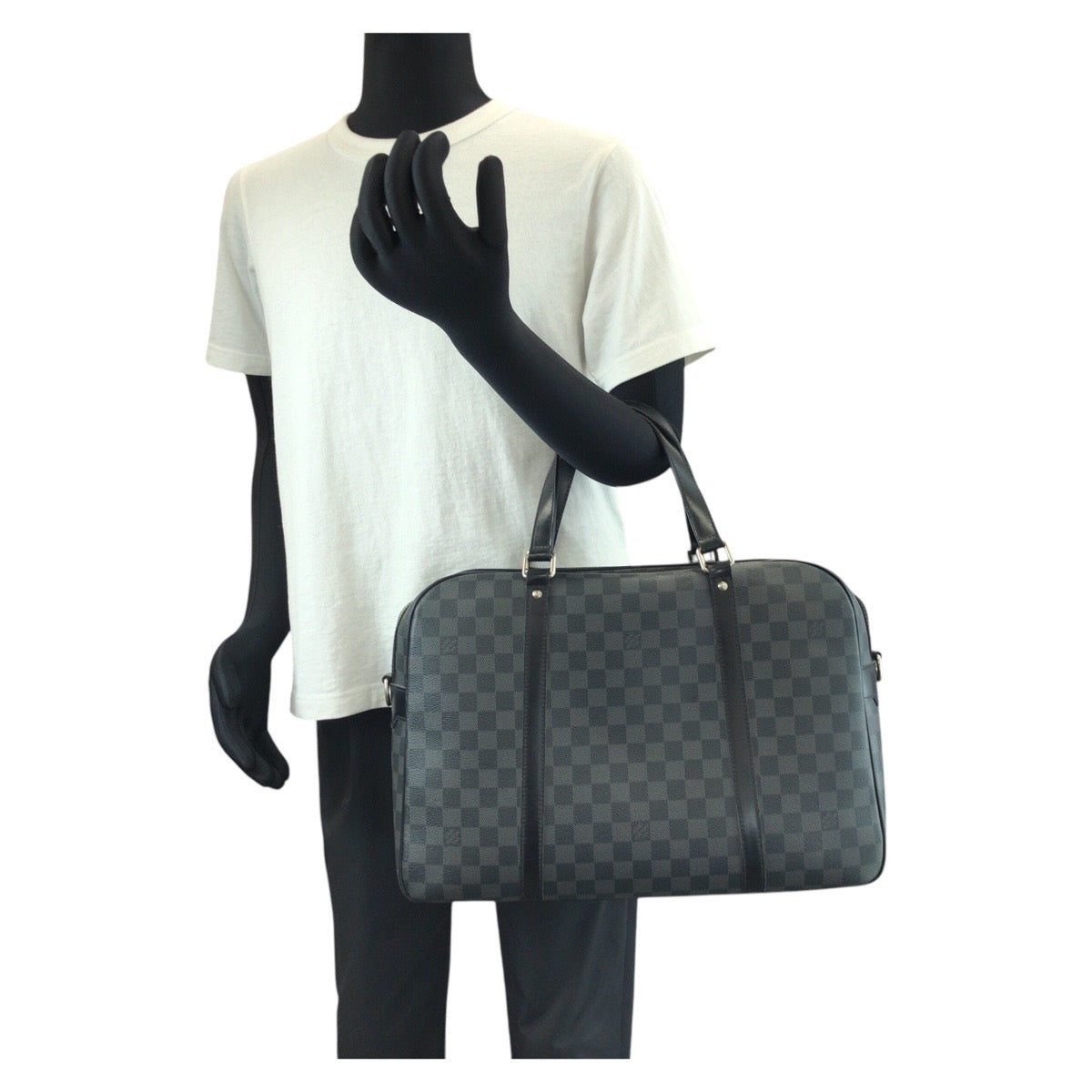 LOUIS VUITTON Business bag N48118 PVC Black SilverMetal Business bag briefcase Damier Graphite Yone mens