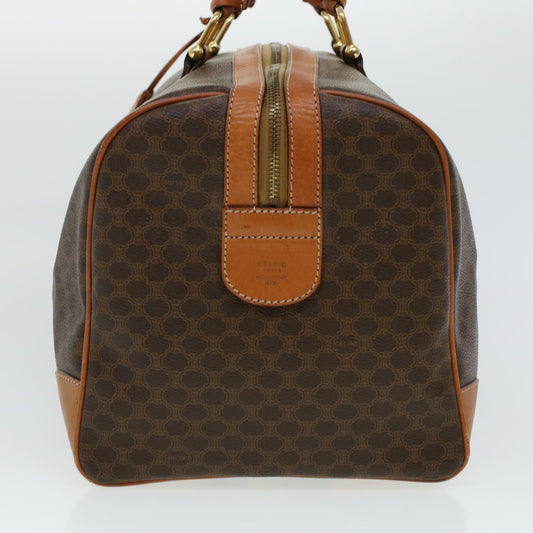 Luxury CELINE Macadam Canvas Boston Bag PVC Leather Brown 41216