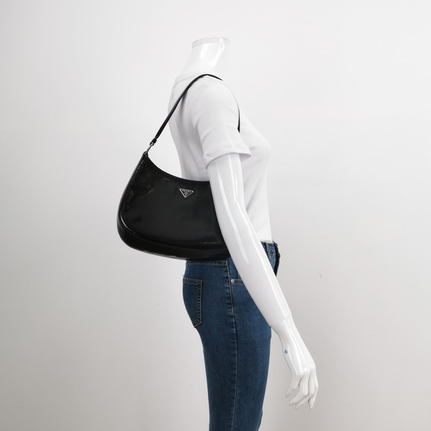 Prada Cleo Black Smooth Leather Shoulder Bag