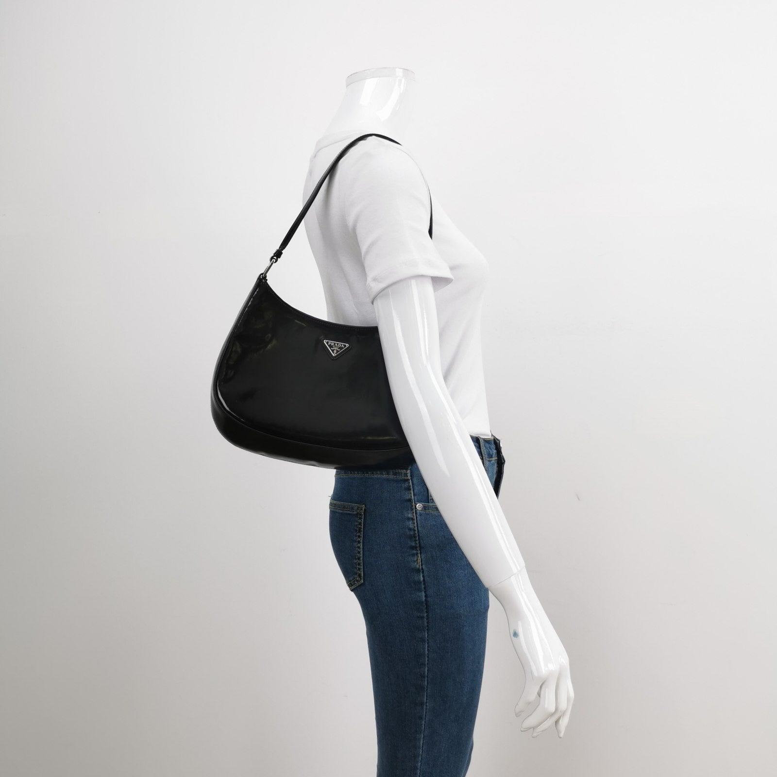 Prada Cleo Black Smooth Leather Shoulder Bag