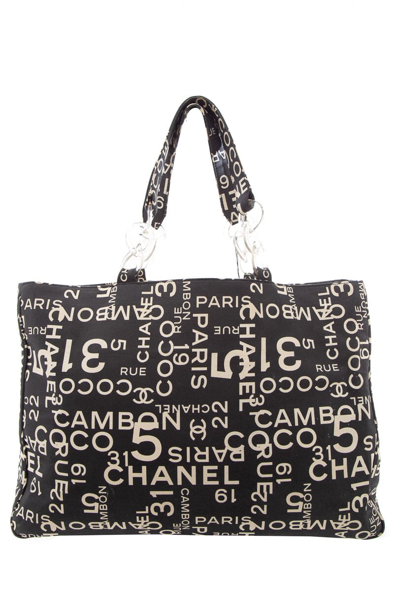 Chanel Black & White Rue Cambon Canvas Beach Tote