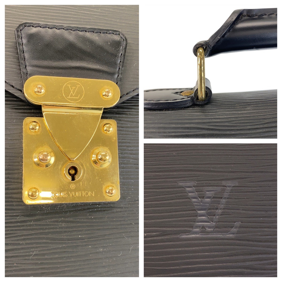 LOUIS VUITTON Business bag M54422 leather Black GoldMetal Business bag briefcase Epi Serviet Conseiller mens
