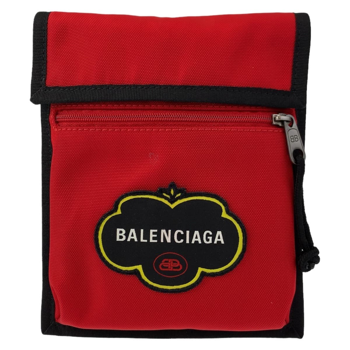 BALENCIAGA Shoulder Bag Nylon Red Silver Metal Shoulder Bag pochette Explorer BB logo mens