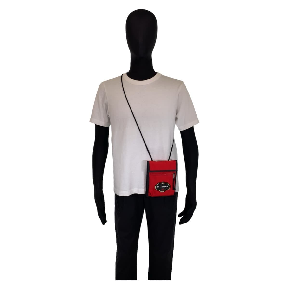 BALENCIAGA Shoulder Bag Nylon Red Silver Metal Shoulder Bag pochette Explorer BB logo mens