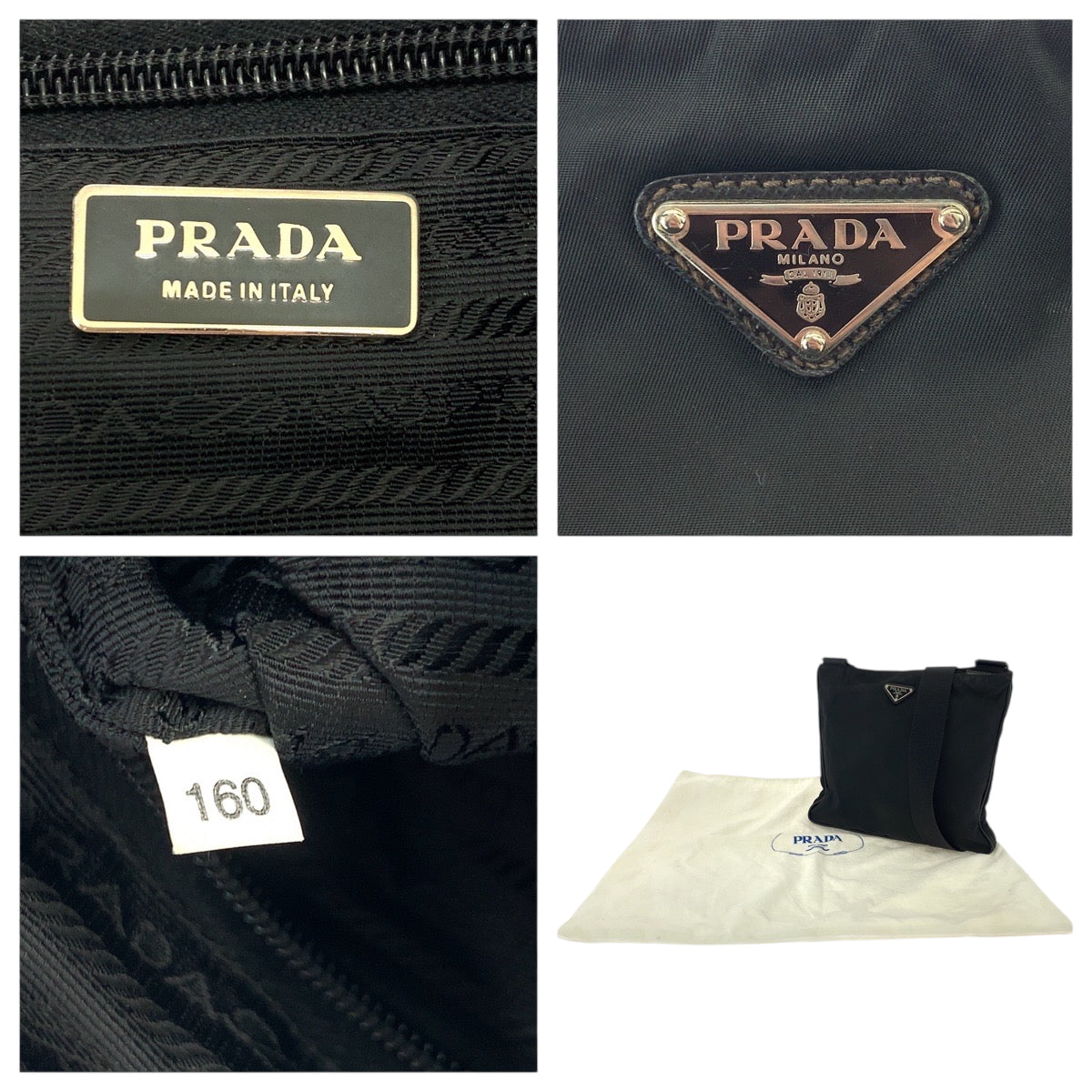 PRADA Shoulder Bag Nylon Black SilverMetal Shoulder Bag Messenger bag Test Triangle With logo Women - Style 2