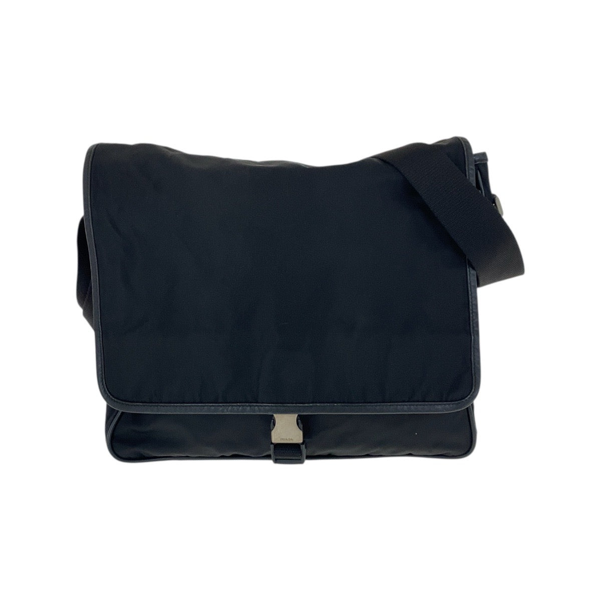 PRADA Shoulder Bag Nylon Black SilverMetal Test Triangle With logo