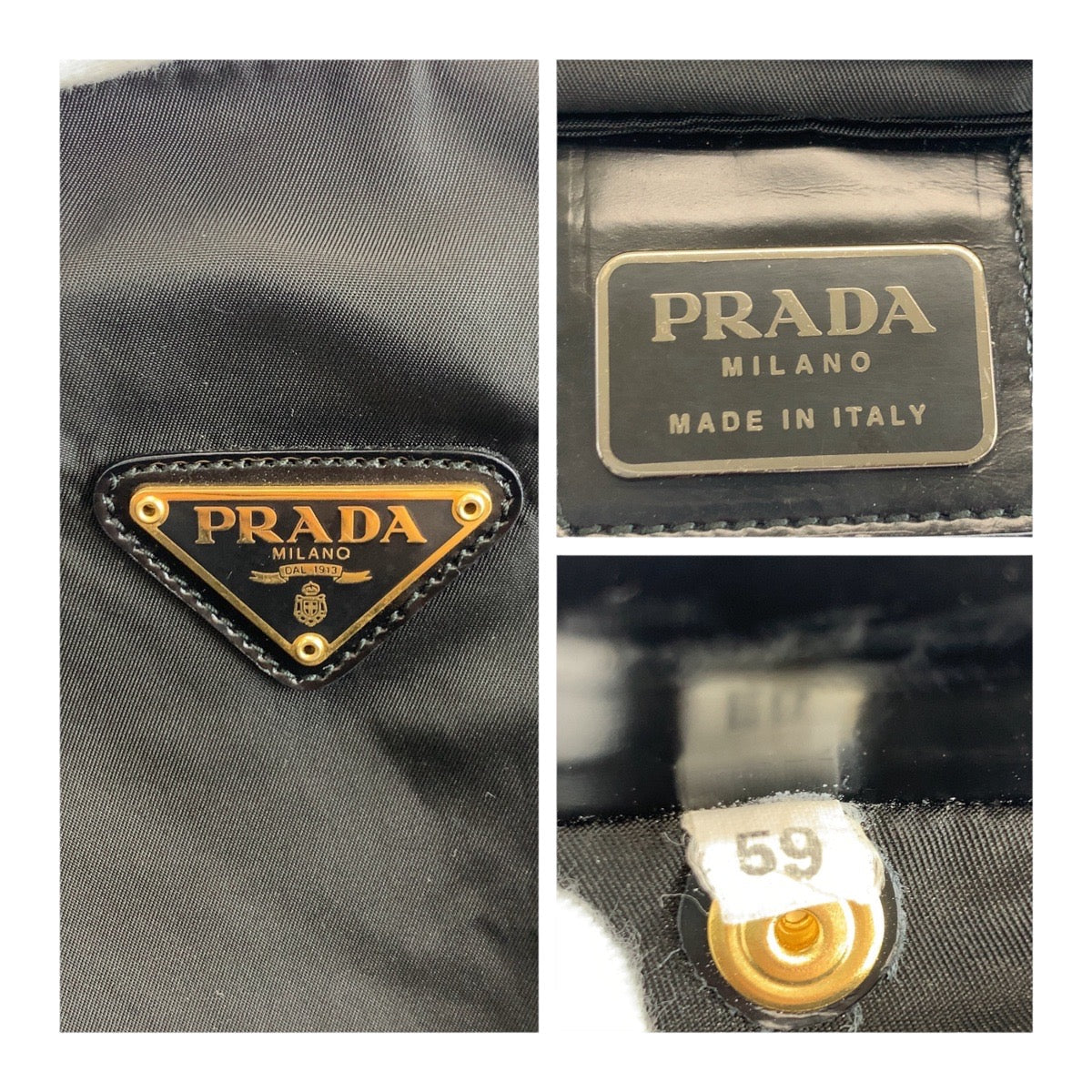 PRADA Tote Bag Nylon Black GoldMetal Test Triangle With logo - Style 2