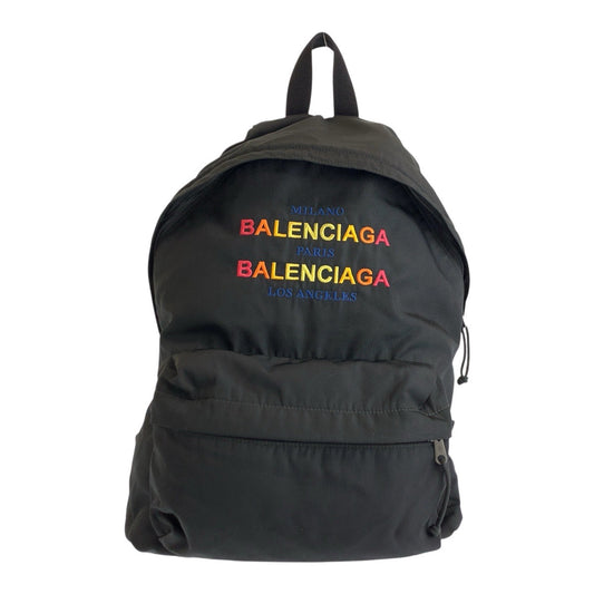 BALENCIAGA Backpack 503221 Nylon black Explorer logo