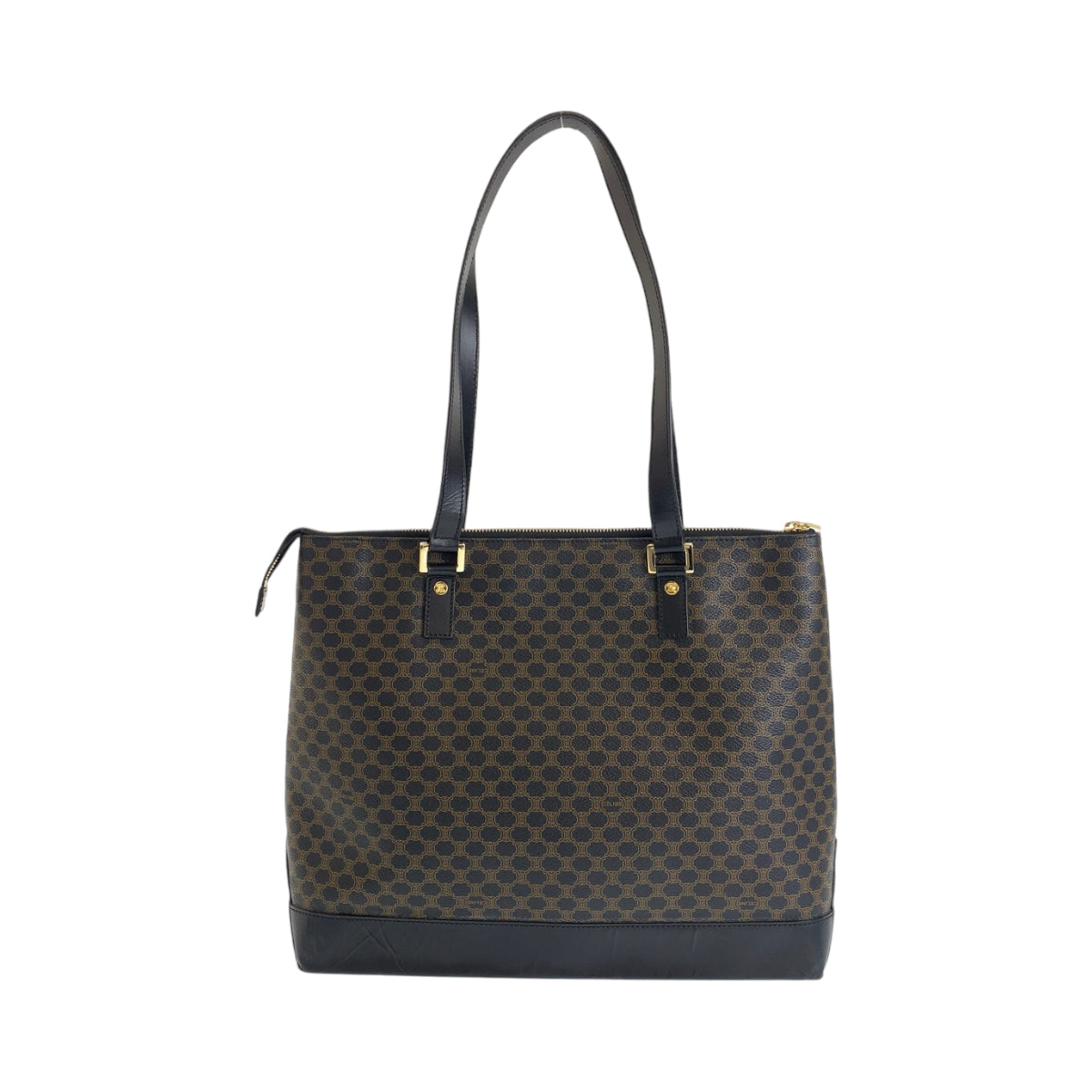 CELINE Tote Bag PVC Brown Gold Metal Macadam