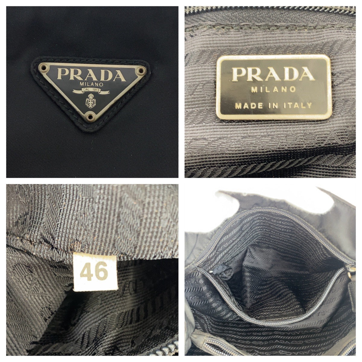 PRADA Tote Bag Nylon Black SilverMetal Test Triangle With logo - Style 4