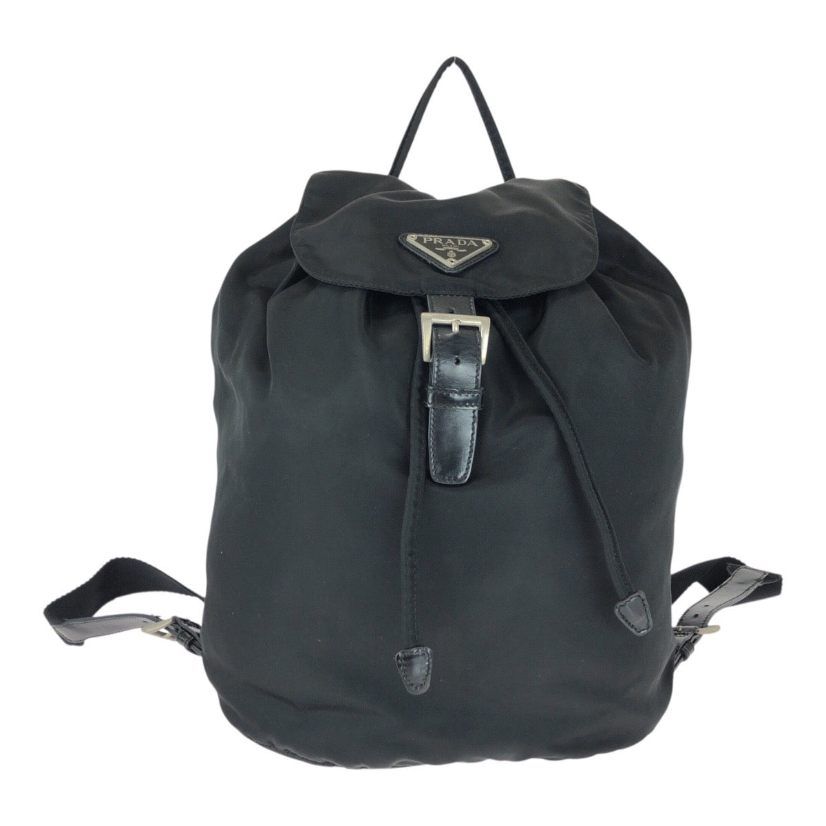 PRADA Backpack B1197F Nylon Black SilverMetal Test Triangle With logo