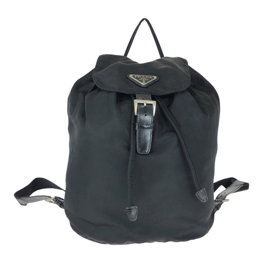 PRADA Backpack B1197F Nylon Black SilverMetal Test Triangle With logo