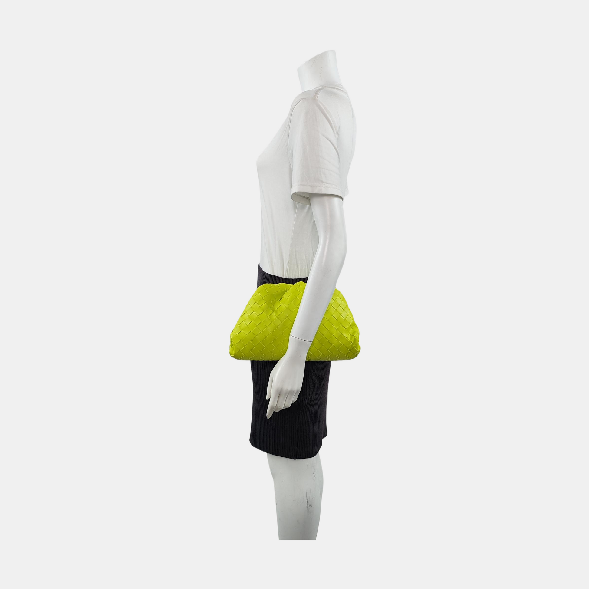 Bottega Veneta Pouch Large Intrecciato Calfskin Leather Neon Yellow
