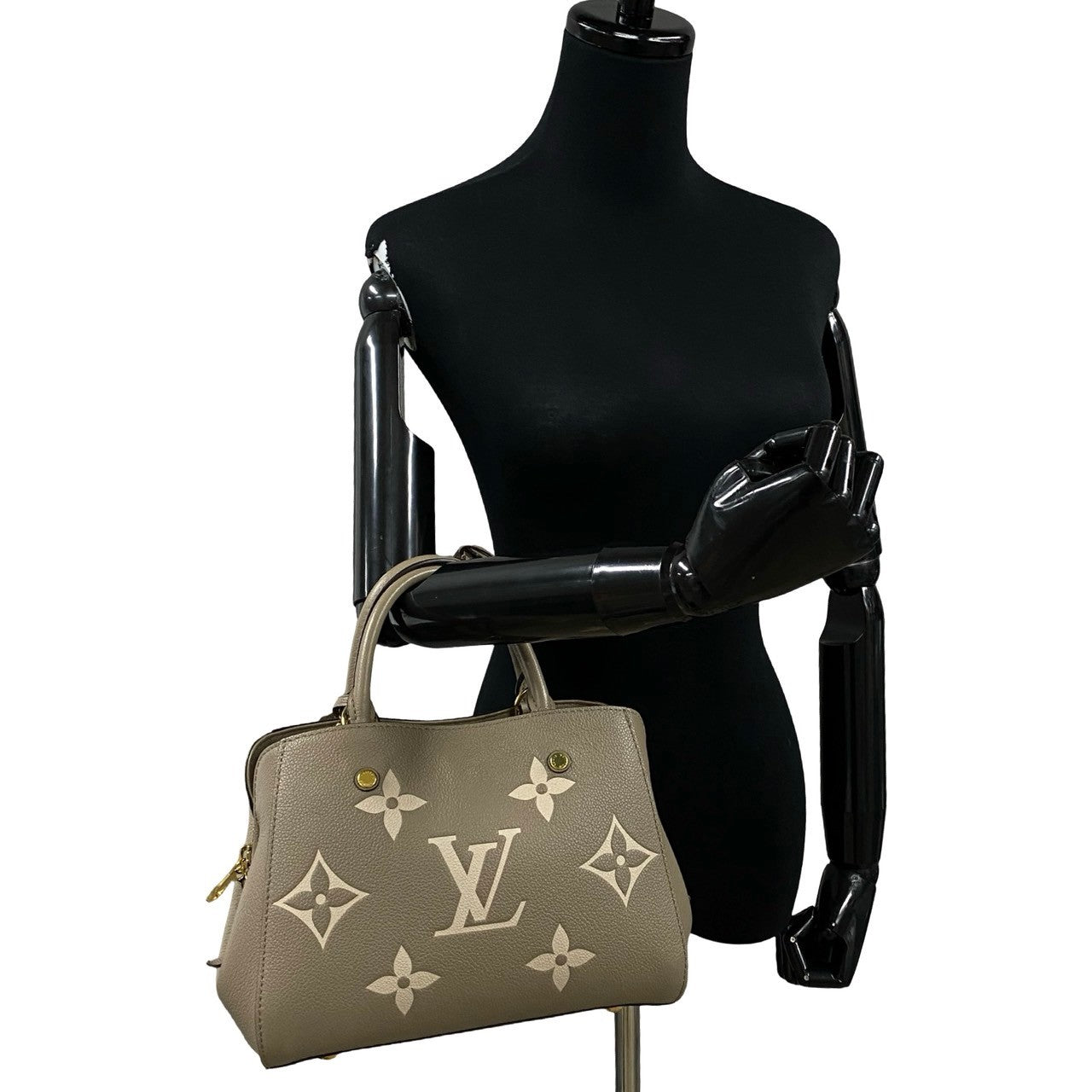 LOUIS VUITTON Handbag leather beige Monogram Ann Platt Montaigne BB Women