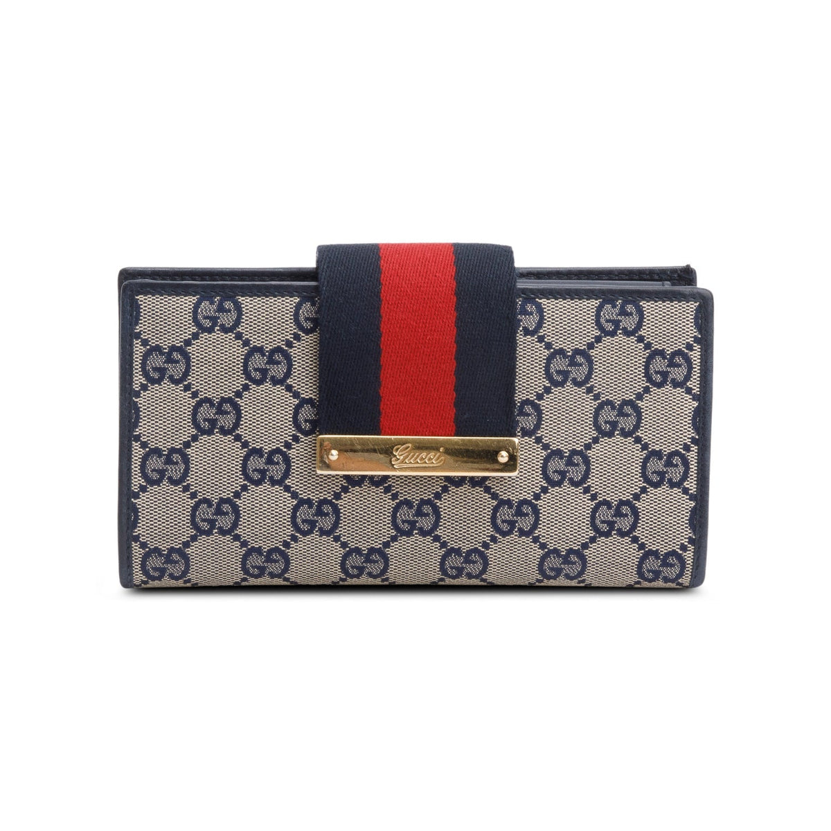 Balenciaga Grey GG Canvas Web Continental Wallet