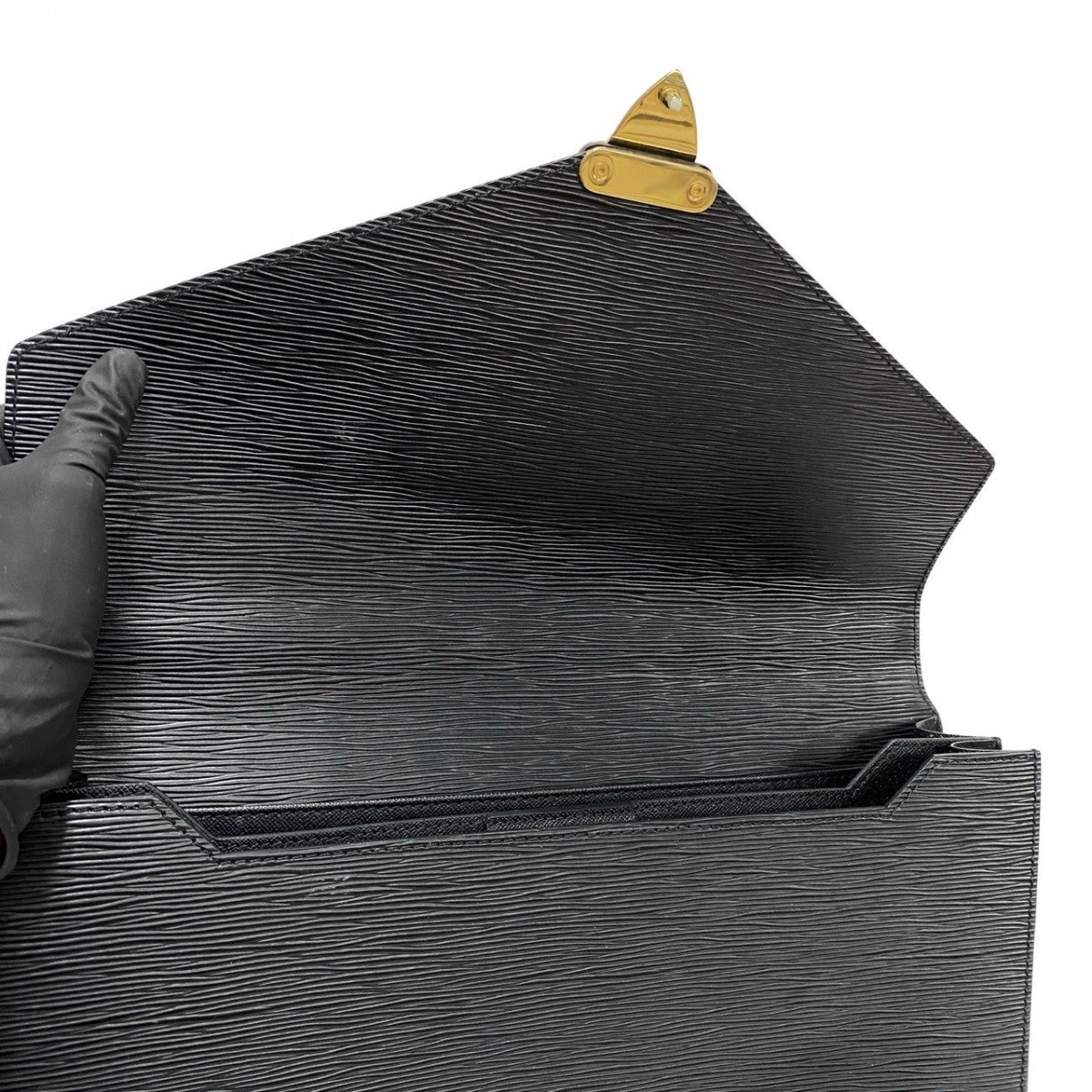 LOUIS VUITTON Business bag leather black Epi Serviette Ambassador mens