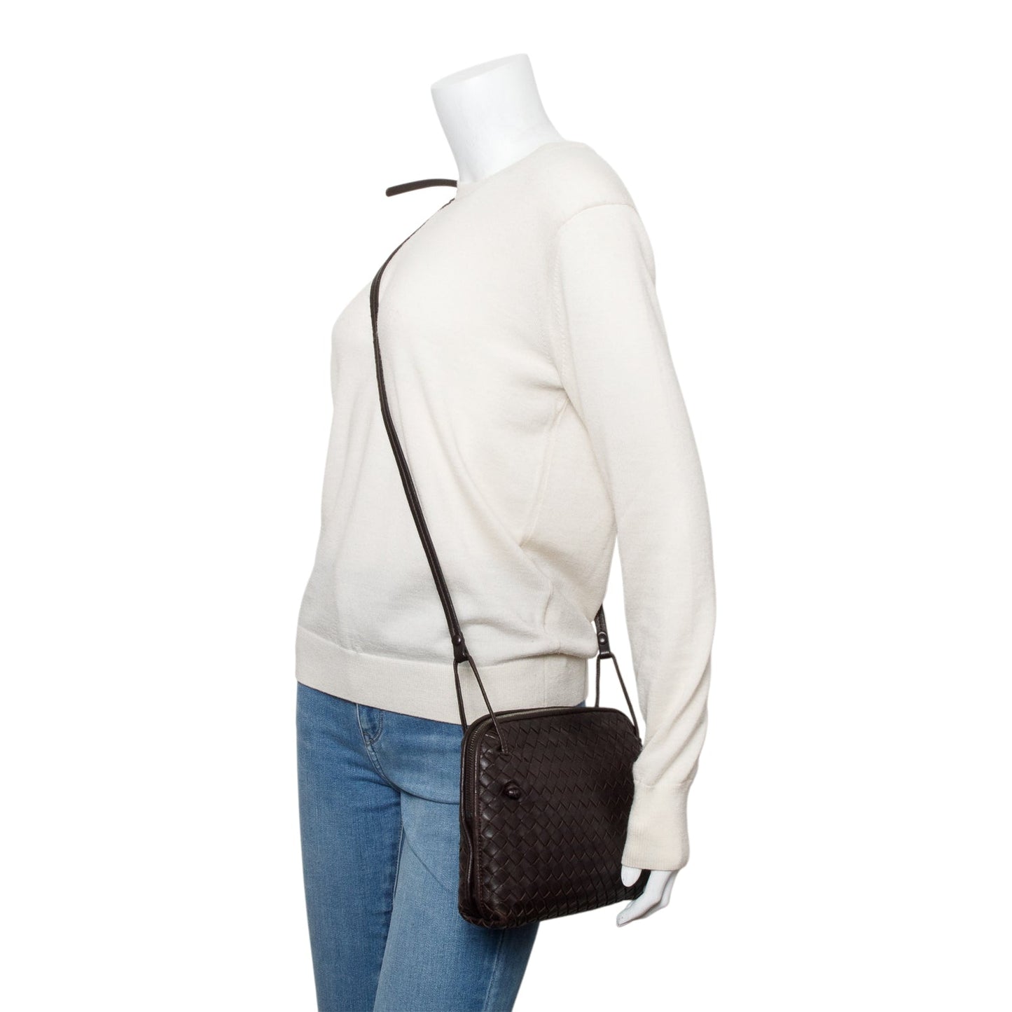 Bottega Veneta Brown Intrecciato Leather Loop Camera Bag