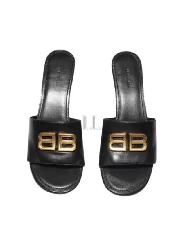 Luxury Balenciaga Trending 2025 BB Leather Slipper Heels Black