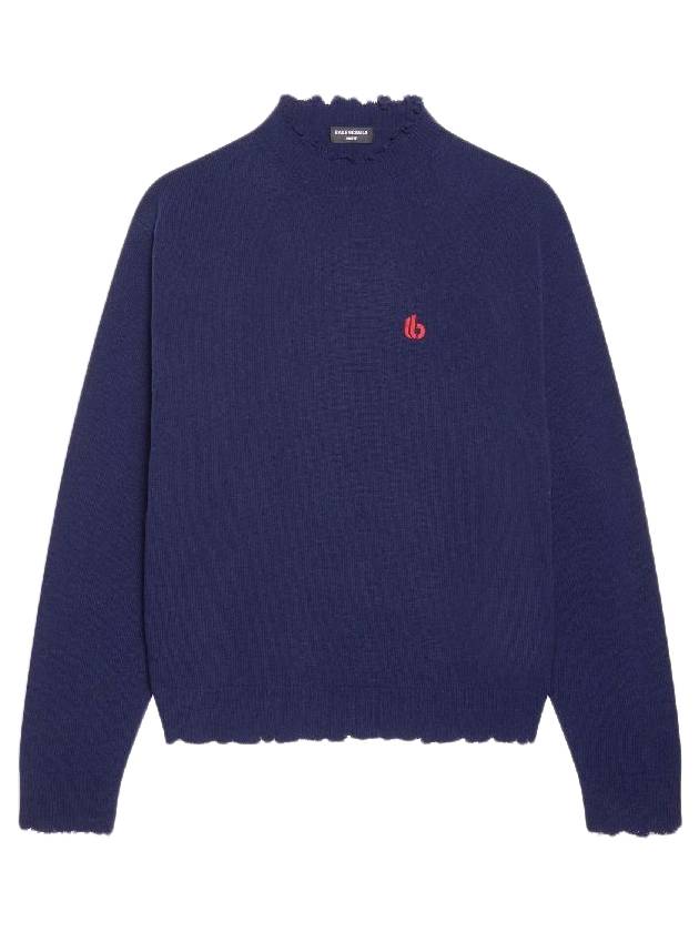Luxury Balenciaga Trending 2025 B Logo Knit Top Navy