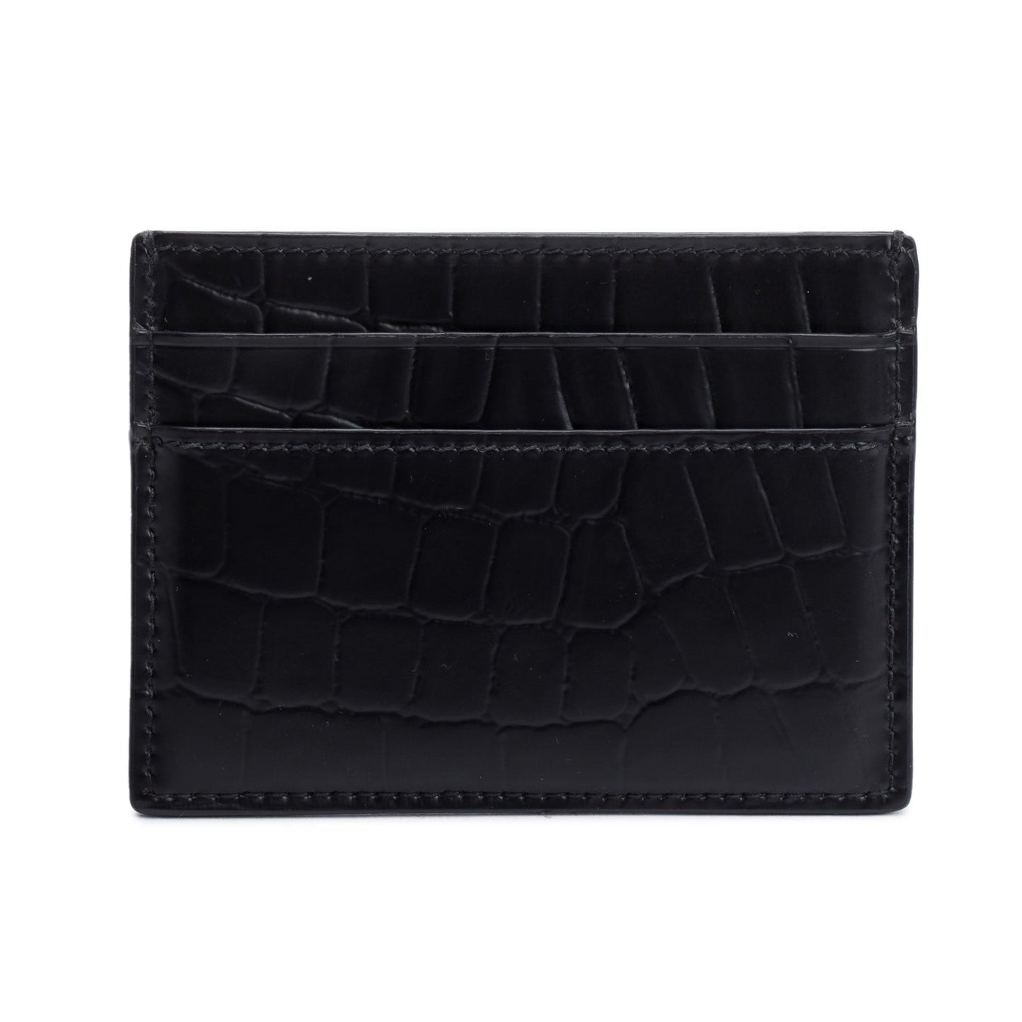 Balenciaga Black Croc Embossed Card Holder