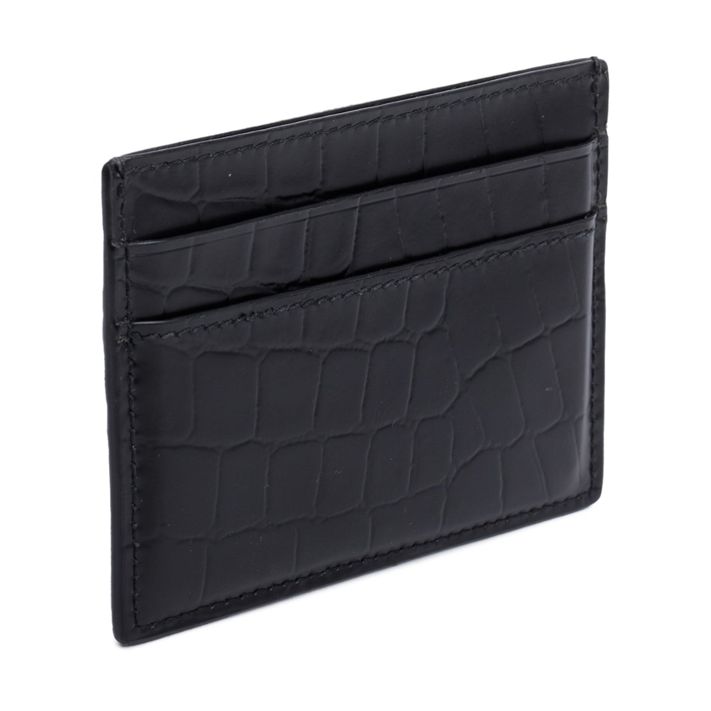 Balenciaga Black Croc Embossed Card Holder