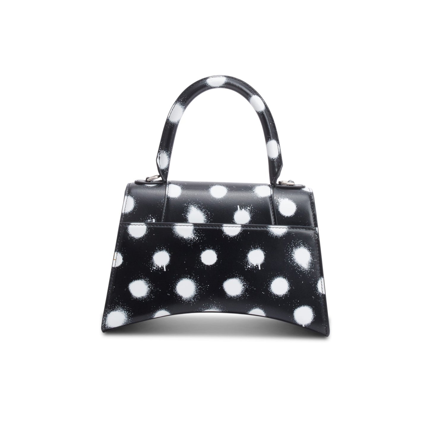 Balenciaga Black Smooth Leather Spray Polka Dot Small Hourglass Top Handle Bag