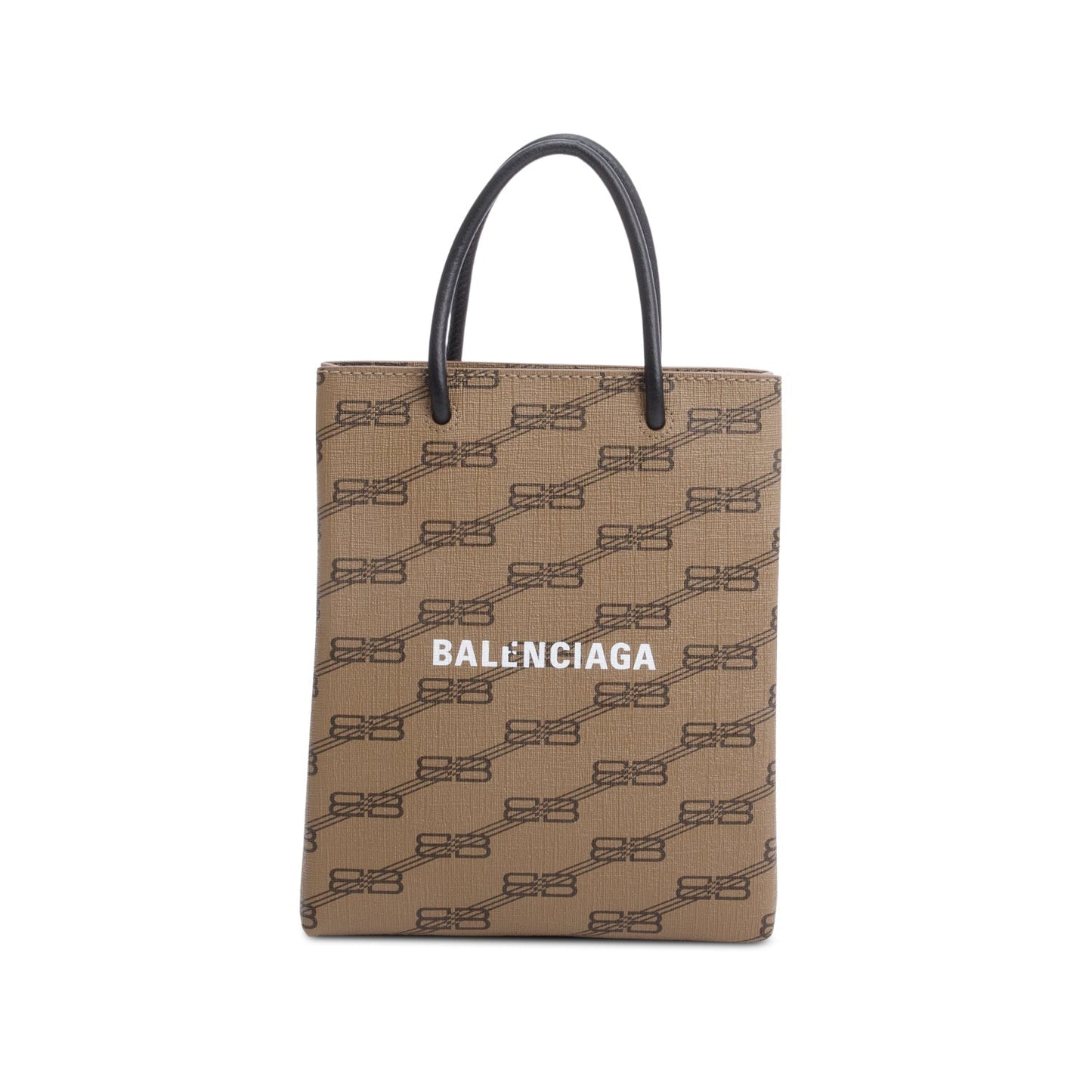 Balenciaga Brown Coated Canvas BB Monogram Print Tote Bag