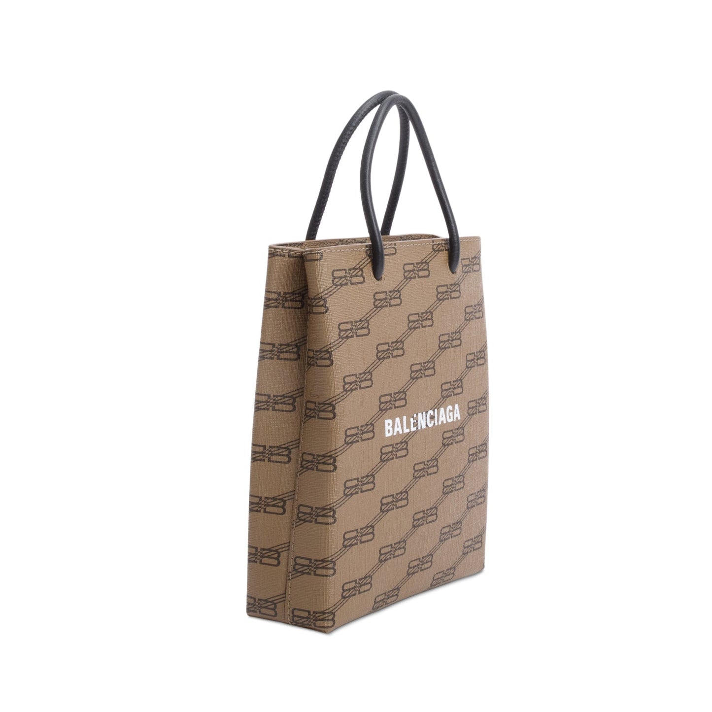 Balenciaga Brown Coated Canvas BB Monogram Print Tote Bag
