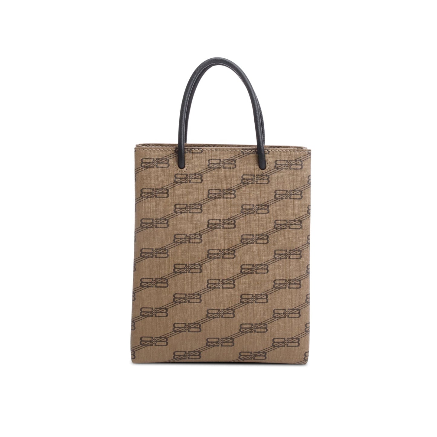 Balenciaga Brown Coated Canvas BB Monogram Print Tote Bag