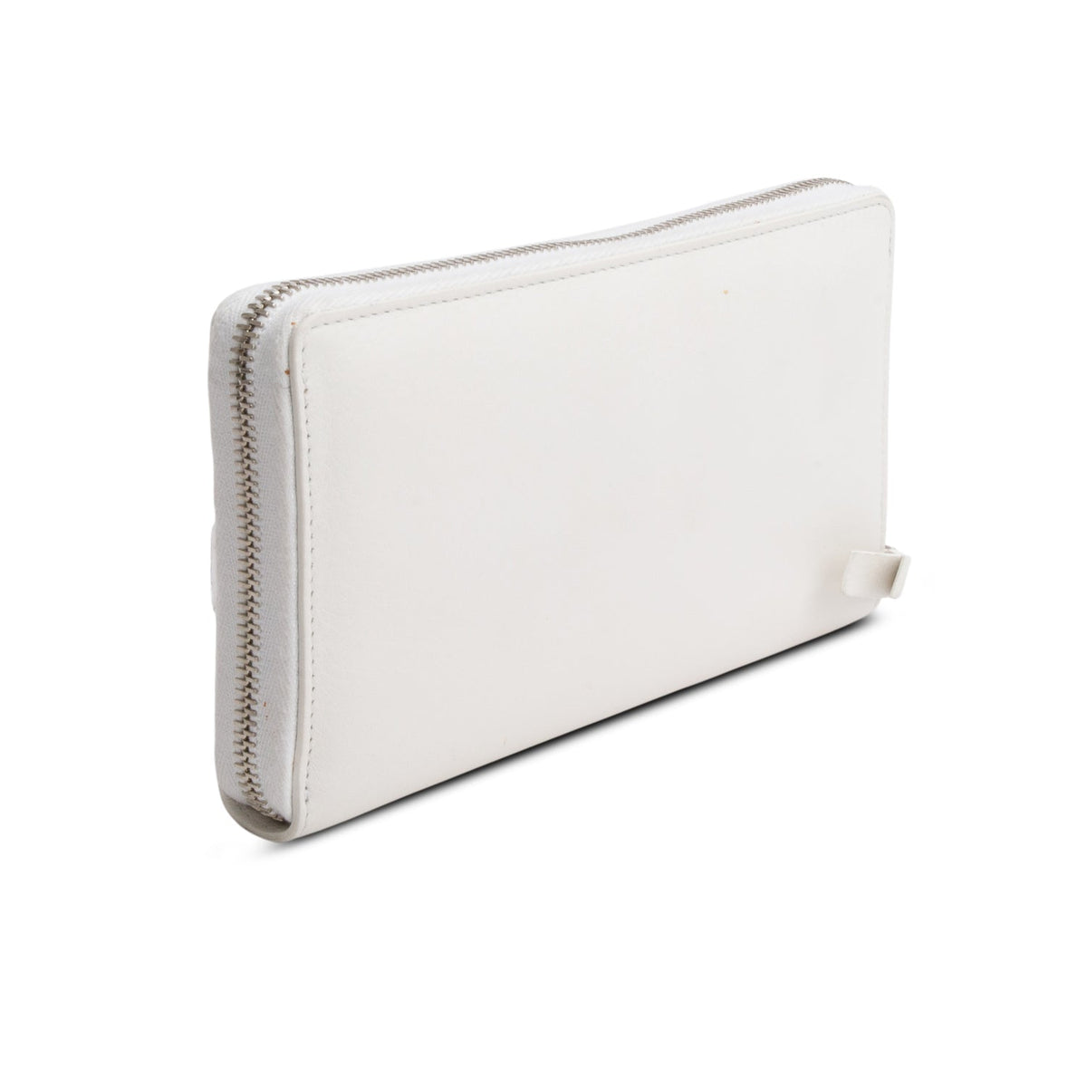 Balenciaga White Calfskin Leather Cash Continental Zip Wallet