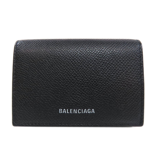 BALENCIAGA Bifold Wallet 558208 leather black logo Tri-fold Wallet mens