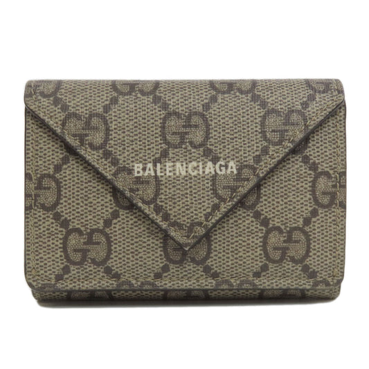 BALENCIAGA Bifold Wallet 681704 PVC Brown Gucci collaboration tri-fold wallet Women