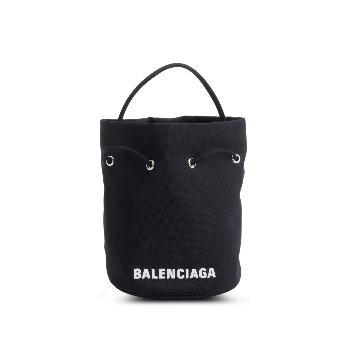 Balenciaga Black Nylon Wheel XS Drawstring Bucket Bag