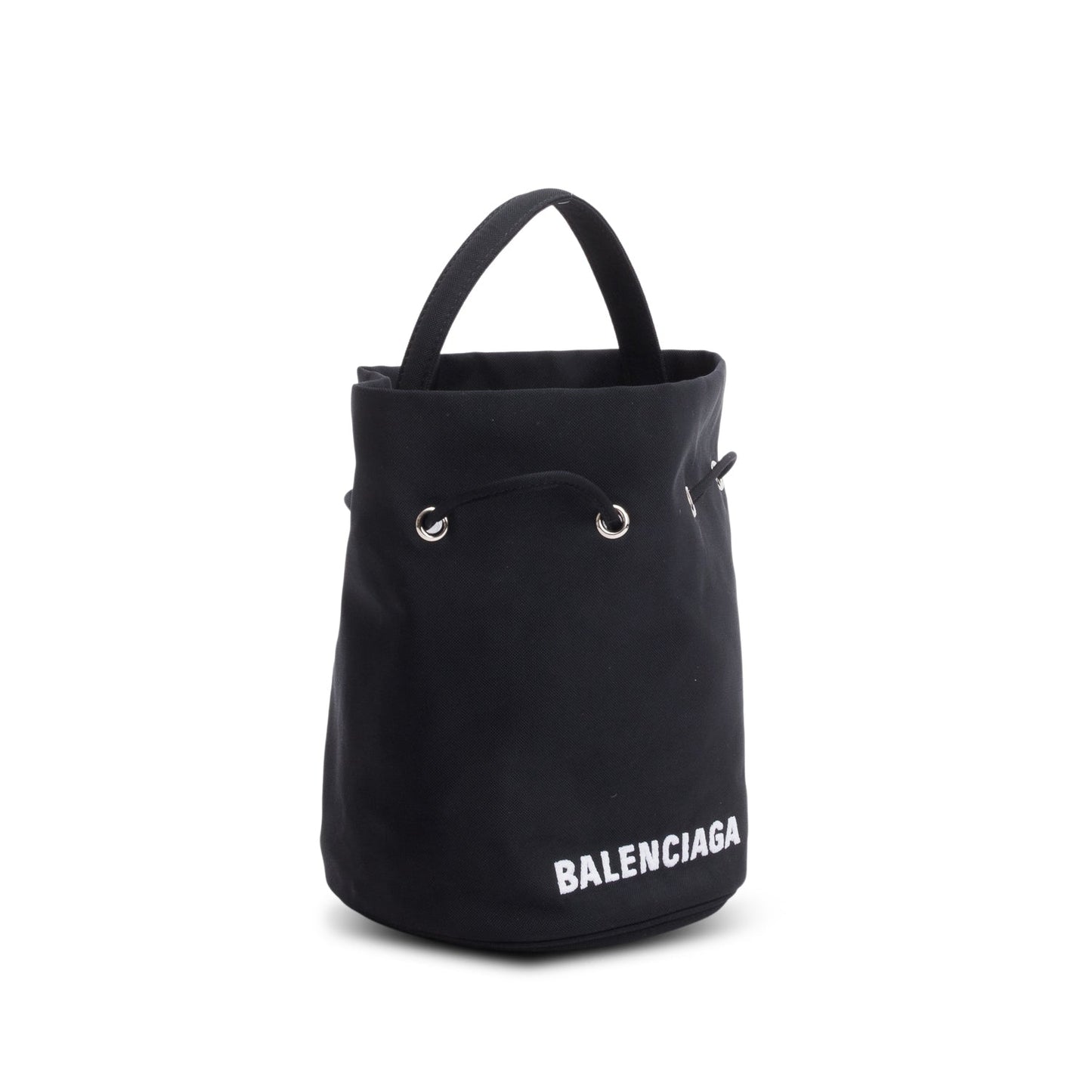 Balenciaga Black Nylon Wheel XS Drawstring Bucket Bag