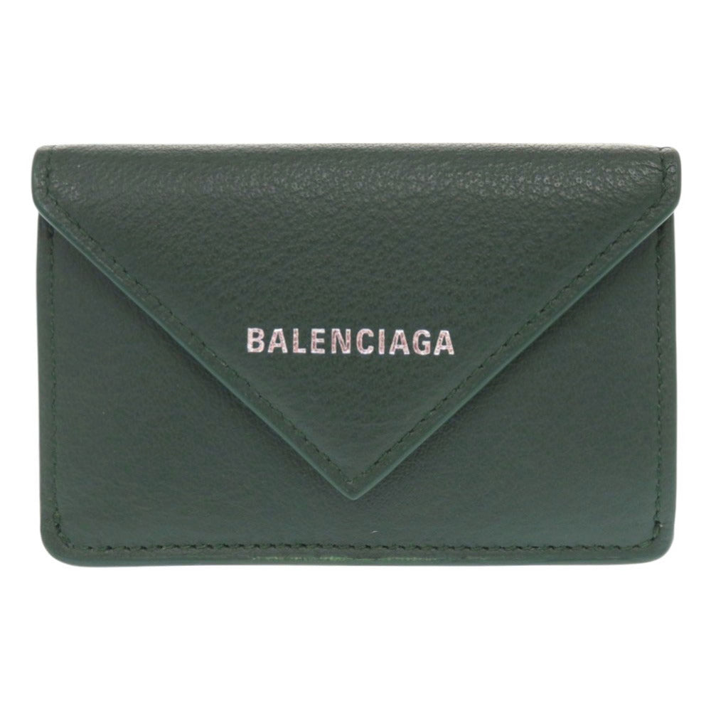 BALENCIAGA Tri-fold wallet 391446 leather green Paper mini wallet