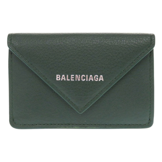 BALENCIAGA Tri-fold wallet 391446 leather green Paper mini wallet