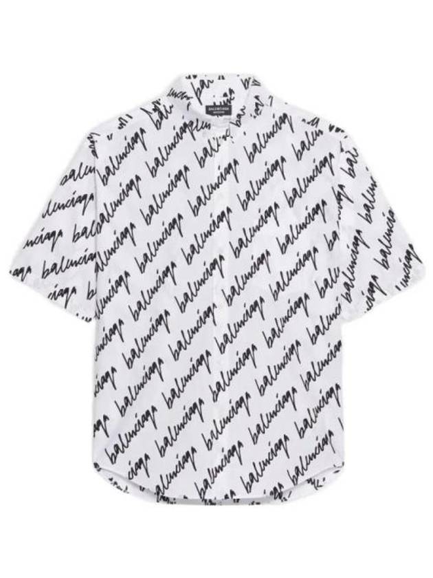 Luxury Balenciaga Trending 2025 All-Over Logo Print Short Sleeve Shirt White