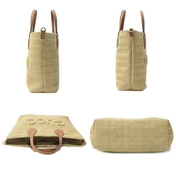 Gucci Patch Raffia 2way Tote Bag