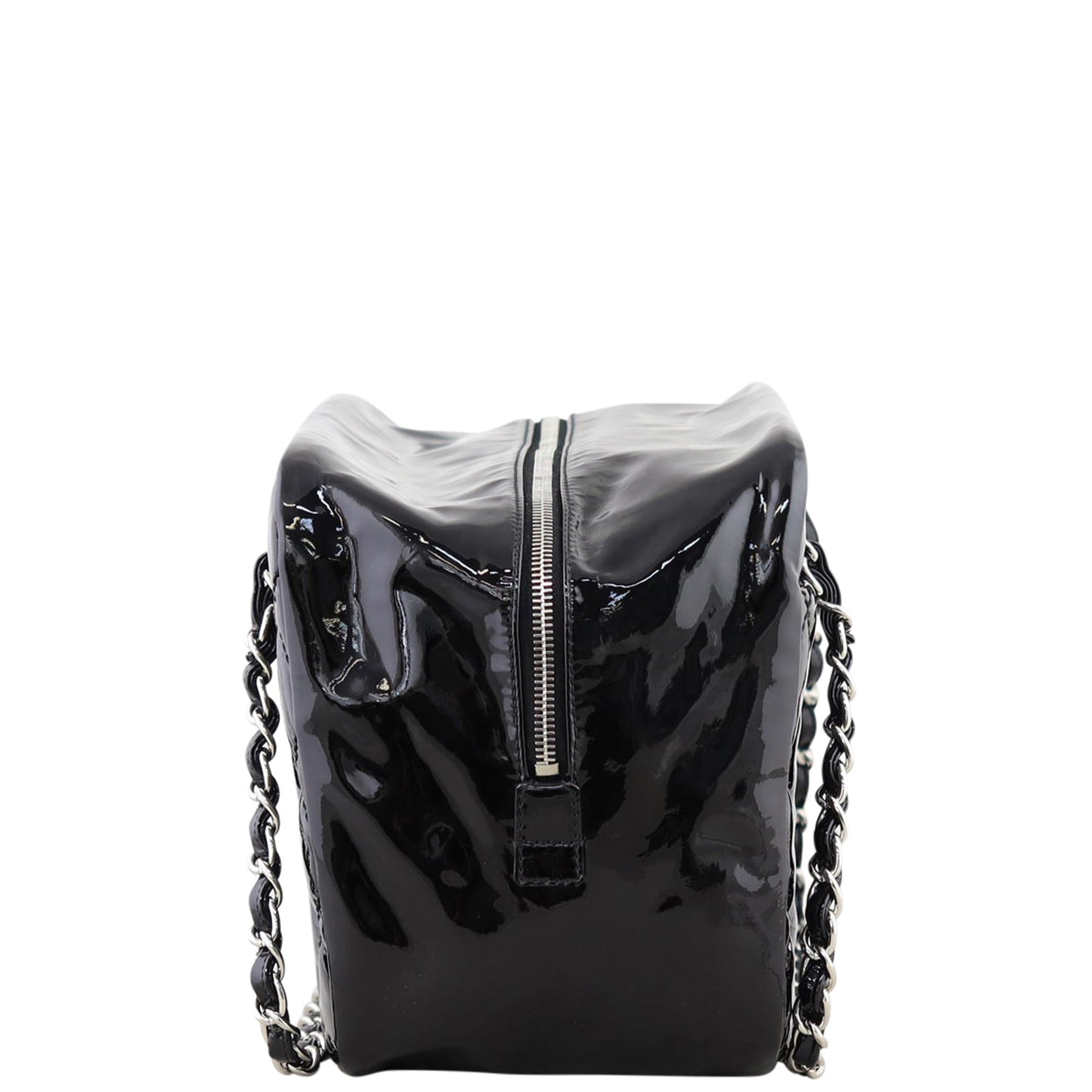 Chanel Brilliant Patent Camera Bag Large |  Black Quilted Patent